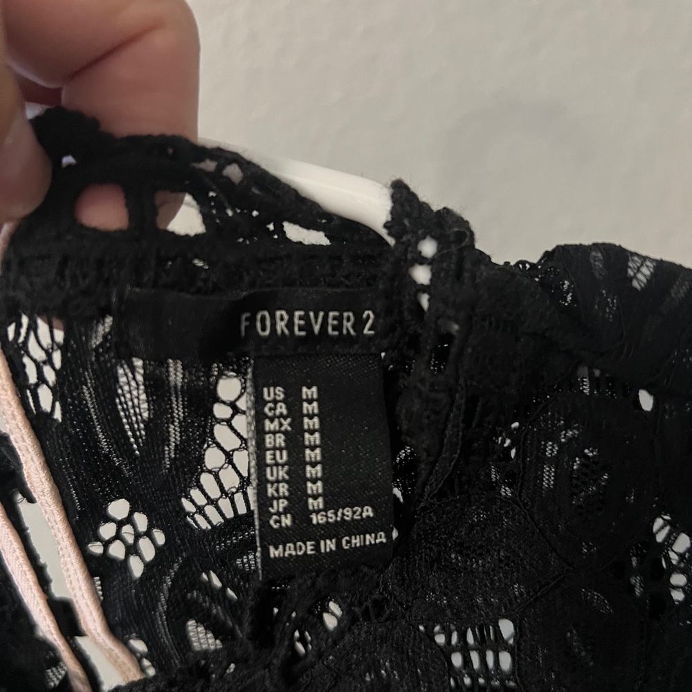 Forever 21 Black and Cream Lace Mini Dress Medium - Picture 7 of 7